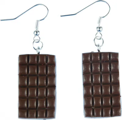 Produktbild von Schokolade Ohrringe Miniblings Hänger Vollmilch Tafel Schokoladentafel 3D braun