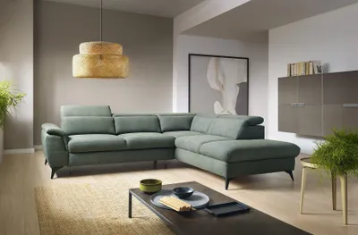 Zdjęcie produktu dla Pokój dzienny w kształcie litery L Nowoczesne zielone sofy Nowy narożnik Sofa Tapicerka Kanapa Tekstylia
