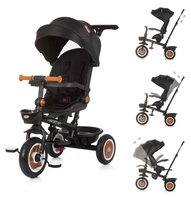 Produktbild von Chipolino Tricycle Marathon 2 in 1 Dreirad, Sitz umkehrbar, Gummiräder, Dach schwarz