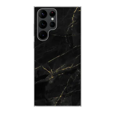 Produktbild von MuchoWow® Handyhülle Schutzhülle Hülle für Samsung Galaxy S22 Ultra Marmor - Schwarz - Gold - Chic - Marmoroptik - Design Silikon Softcase Handy Hülle - Abbildung