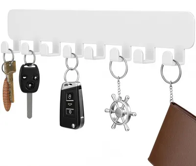 Produktbild von Selbstklebender Schlüsselhaken zur Wandmontage, bohrfreier Schlüsselhalter, weiß, 1 Stück