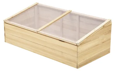 Image de Serre en bois pour plantes froides - Boîte de culture | Couleur : Naturel | Dimensions : 50 x 100 x 35/26 cm