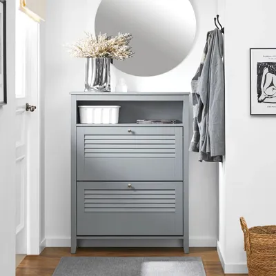Image de Armoire à chaussures - Rangement à chaussures - Étagère à chaussures - Meuble à chaussures - Armoire à chaussures, gris clair