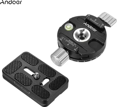 Obrázek produktu pro Andoer PAN-03 Panorama stativová hlava rychloupínací destička s adaptérem Arca-Swiss standard hliníková slitina s QR destičkou 1/4 palce a 3/8 palce otvor pro šrouby