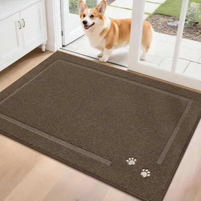 Zdjęcie produktu dla Wycieraczka do drzwi 80 x 120 cm, mata wejściowa, do przedpokoju, brązowa, chłonna, antypoślizgowa
