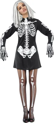 Produktbild von Halloween Skelettkostüm Damen schwarz-weiss - Einheitsgröße (40)