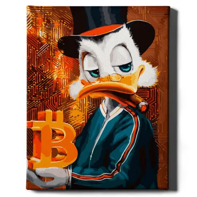 Produktbild von Oh Art! – Malen nach Zahlen Set – 40x50cm, mit Holzrahmen und Pinseln "Bitcoin Mr Duck'a" DIY