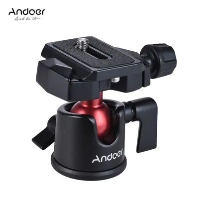 Produktbild von Andoer Mini-Kugelkopf, Kugelkopf, Tischstativ, Staender, Adapter, Panorama-Fotokopf mit Schnellwechselplatte fuer spiegellose DSLR-Kamera, Camcorder