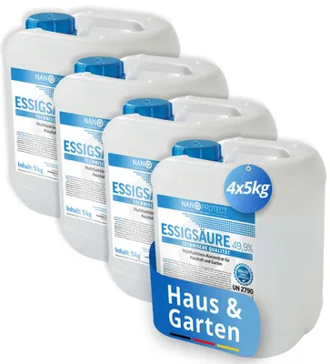 Produktbild von Nanoprotect Essigsäure Klimaneutral - 20 kg | 49,9% | Nachhaltig und CO2 neutral | Ideal als Reiniger und Entkalker | Für Haus und Garten