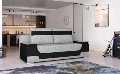 Produktbild von Area Schlafsofa 200x92 cm Hellgrau / Schwarz (Webstoff / Kunstleder)