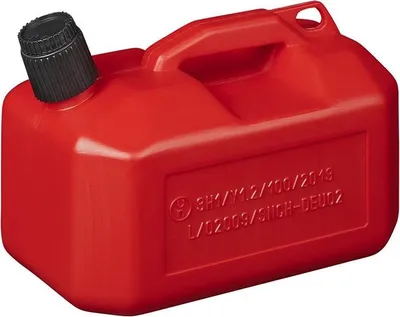 Obrázek produktu pro Kanystr na benzín 5 l plastový červený schválený OSN (nízký model)