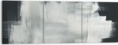 Produktbild von Bild auf Leinwand - Leinwandbild - 3 Teile - Abstraktion Schwarz Weiß - 150x50cm - Wand Bild - Wanddeko - Wandbilder - Leinwanddruck - Bilder - Wanddekoration - Leinwand bilder - CA150x50-4173