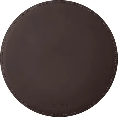 Produktbild von Mauspad Rund Leder Dunkel Braun cm 23x23 - Mousepad Handwerkliche Nähte - Hergestellt in Italien