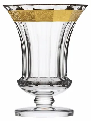 Produktbild von Casa Padrino Luxus Barock Kristallglas Vase Gold Ø 19,7 x H. 25 cm - Mundgeblasen & Handgeschliffen