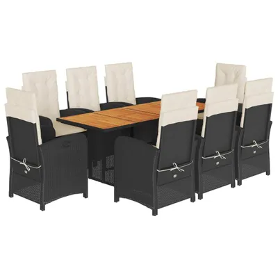 Produktbild von vidaXL 9-tlg. Garten-Essgruppe mit Kissen Schwarz Poly Rattan