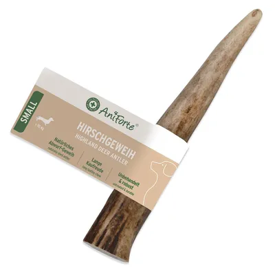 Produktbild von AniForte Hirschgeweih für Hunde S – Kauknochen zur Beschäftigung & Zahnpflege, robust & langlebig, Kauholz, Abwurfprodukt vom Hirsch, Kauspielzeug