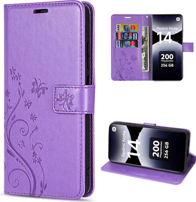 Produktbild von Hülle für Xiaomi Redmi Note 14 Pro 4G, Handy Tasche Handyhülle Wallet Case Flip Cover in Lila
