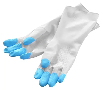 Image de Gants ménagers en PVC : gants de vaisselle antidérapants, multifonctionnels, ergonomiques et imperméables, couleur bleue