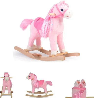 Produktbild von Schaukelpferd Plüsch Rose WJ-001 pink Kufen, Sound, Sattel, Steigbügel