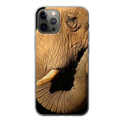Produktbild von MuchoWow® Handyhülle Schutzhülle Hülle für iPhone 12 Pro Elefant - Tiere - Nahaufnahme - Schwarz Silikon Softcase Handy Hülle - Abdeckung