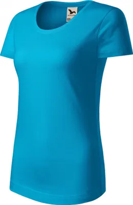 Produktbild von Damen T-Shirt aus Baumwolle, 100% GOTS-Baumwolle, unbedruckt, einfarbig, 160g/m2, Farbe türkis, Größe M