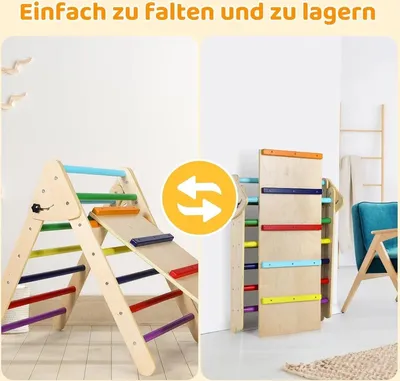 Immagine prodotto di Struttura da gioco per bambini piccoli - Struttura da gioco per interni - Area giochi interna - Giocattoli per arrampicata - Scivolo in legno - 2 in 1 - Area gioco per neonati