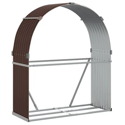 Zdjęcie produktu dla vidaXL Wiata na drewno opałowe brązowa 120x45x140 cm stal ocynkowana