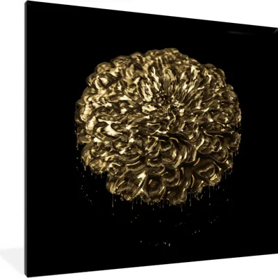 Produktbild von MuchoWow® MuchoWow® Gerahmtes Poster Blumen - Blätter - Gold 40x40 cm - Poster mit zchwarzem Bilderrahmen - Mit Rahmen - Wanddekoration Schlafzimmer