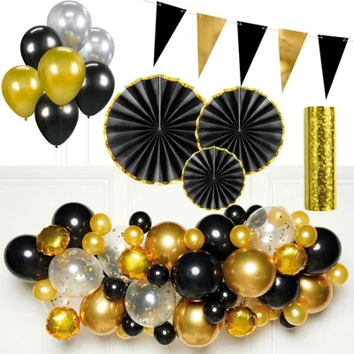 Produktbild von Partydeko in gold schwarz Partyset Geburtstag Deko Hochzeit Jubiläum