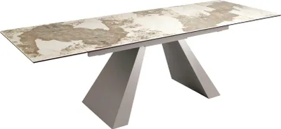 Image de Angel Cerdá Table de salle à manger rectangulaire extensible en marbre porcelaine et acier taupe 1124