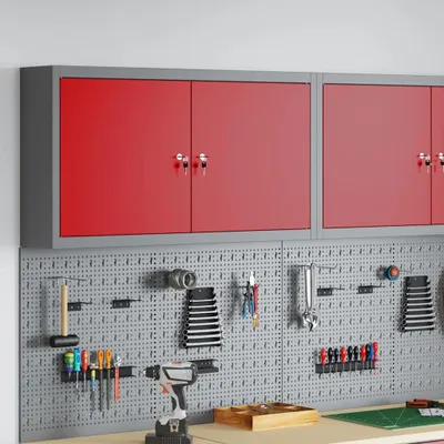 Produktbild von Möbel Werkzeugschrank mit Regal Rot und Grau 100 x 20 x 55 cm - Werkzeugschränke &41197