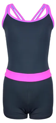 Produktbild von Aquarti Mädchen Badeanzug mit Bein Racerback , Farbe: Grau / Pink, Größe: 158