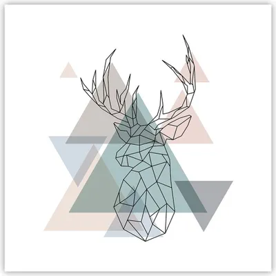 Produktbild von Poster - Poster ohne Rahmen - Hirsch Abstraktion - 60x60 cm - Wand Bild - Wanddeko - Wandbilder - Kunstposter - Wandposter - Bilder - Kunstdruck - Wanddekoration - Wandbild - P2XAC60x60-3909