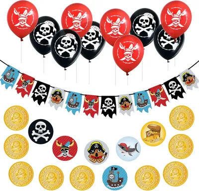 Produktbild von Oblique Unique Piraten Party Kindergeburtstag Deko Set - Girlande + Luftballons + Konfetti