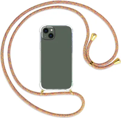 Produktbild von Handykette Backcover-Schutzhülle mit Band (Metall goldfarben) für Apple iPhone 14 Plus (6.7'') - Rainbow