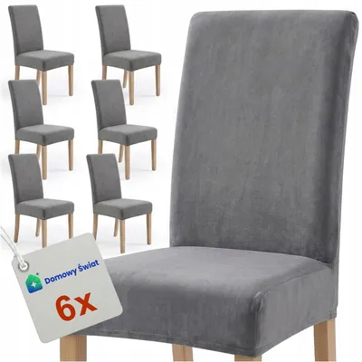 Produktbild von Velours-Stuhlbezug, Universal-Set, 6 Stück, grau