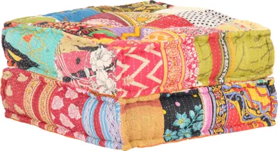 Produktbild von The Living Store Pouf 60x70x36 cm Patchwork Stoff