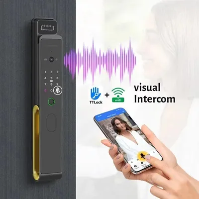 Obrázek produktu pro Inteligentní elektronický zámek na dveře s Wi-Fi, Bluetooth, čtečkou otisků prstů a video interkomem