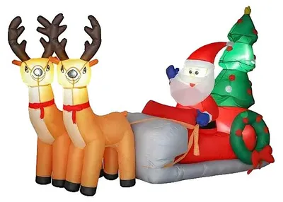Image de Bonhomme de neige gonflable, traîneau, lumières LED, multicolore