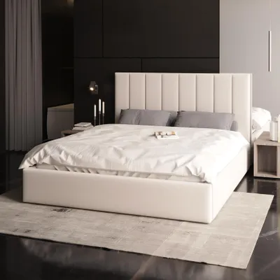 Produktbild von FDM Bett Kaja Trinity  180x200 cm Polsterbett mit Lattenrost aus Metall Bettkasten Stauraumbett Samt weiß