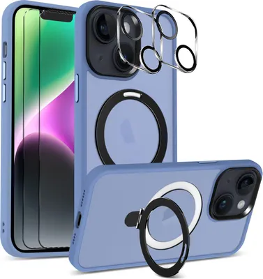 Image de Étui hybride de luxe avec verre pour iPhone 14 Étui pour MagSafe Étui de protection