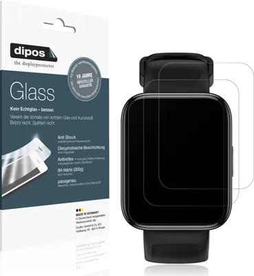 Produktbild von 2x Schutzfolie für Realme Watch 3 matt - Anti-Shock 9H Folie dipos Glass