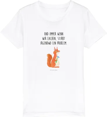 Produktbild von Mr. & Mrs. Panda Kleinkinder T-Shirt Eichhörnchen Blume 7-8 Jahre (122/128) - Weiß - Geschenk, Baumwollshirt Kinder, Kindershirt, Teenager, Lachen, Lustige Sprüche, Spaß