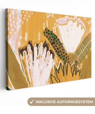 Produktbild von OneMillionCanvasses® - Leinwandbilder - 150x100 cm, Blumen - Gelb - Pflanzen, Wandbilder Kunstdruck Wanddekoration - Foto auf Leinwand - Gemälde auf Holzrahmen