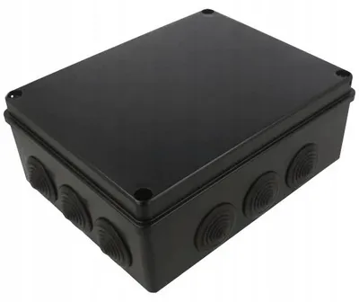 Zdjęcie produktu dla Puszka natynkowa hermetyczna czarna IP65 240 x 190 x 90mm 12-dławików S-BOX 506C