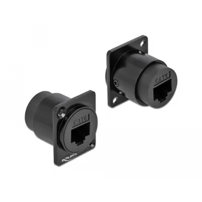 Produktbild von DeLOCK D-Typ Modul RJ45 Cat.6 Buchse zu Buchse, RJ-45, RJ-45, Schwarz