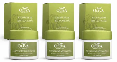 Produktbild von Oliva cosmetics Nachtcreme mit Olivenöl – 50 ml (3 Pack)