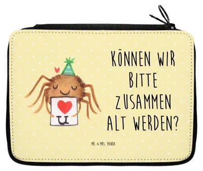 Produktbild von Mr. & Mrs. Panda Federmäppchen Spinne Agathe Brief - Gelb Pastell - Geschenk, Ich Liebe Dich, Mäppchen, Etui, Liebesbeweis, Federmappe, Verliebt, Heiratsantrag, Treuetest