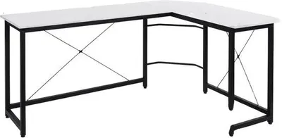 Obrázok produktu pre Domáca kancelária v tvare L 167 cm - Pre kanceláriu, domácu kanceláriu a hranie hier - Stabilná pracovná stanica - Biela