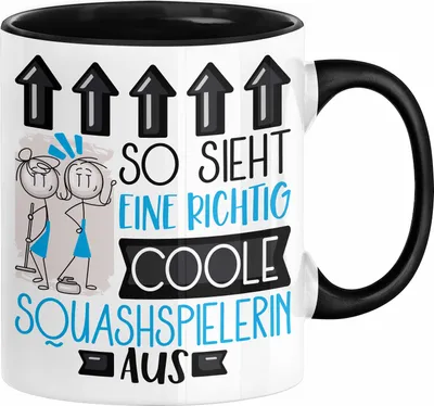 Produktbild von Squashspielerin Geschenk Tasse Geschenkidee für Squashspielerin Geburtstag Weihnachten Spruch So Sieht Eine Richtig Coole Squashspielerin Aus Kaffee-Becher  (Schwarz)